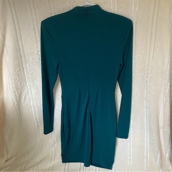 Marciano by GUESS Long Sleeve Bodycon Short Dark Turquoise Evening Dress - Picture 3 of 7